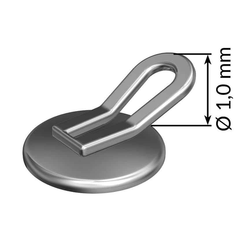 Lingual button with loop, with round base