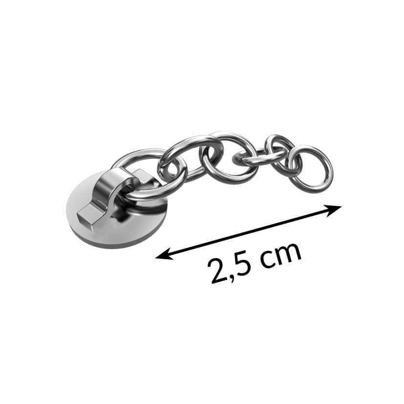 Button with chain, fine , silver