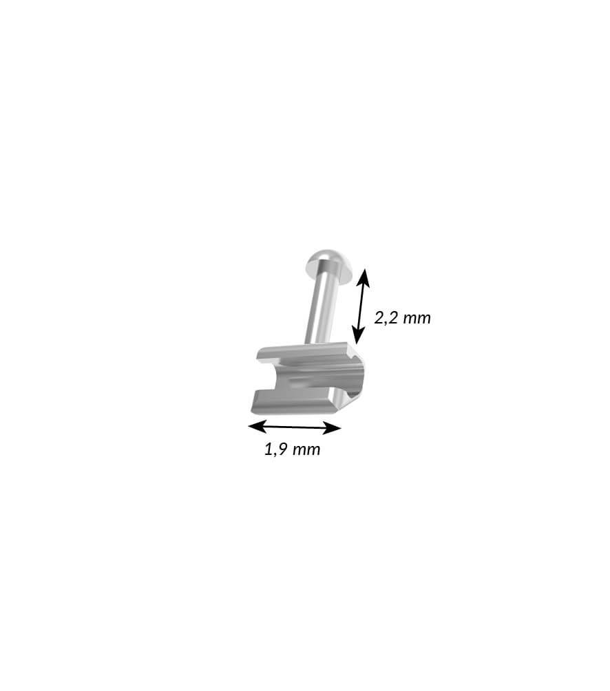 Clamp hook with hook 0.018" - L 2.2 mm