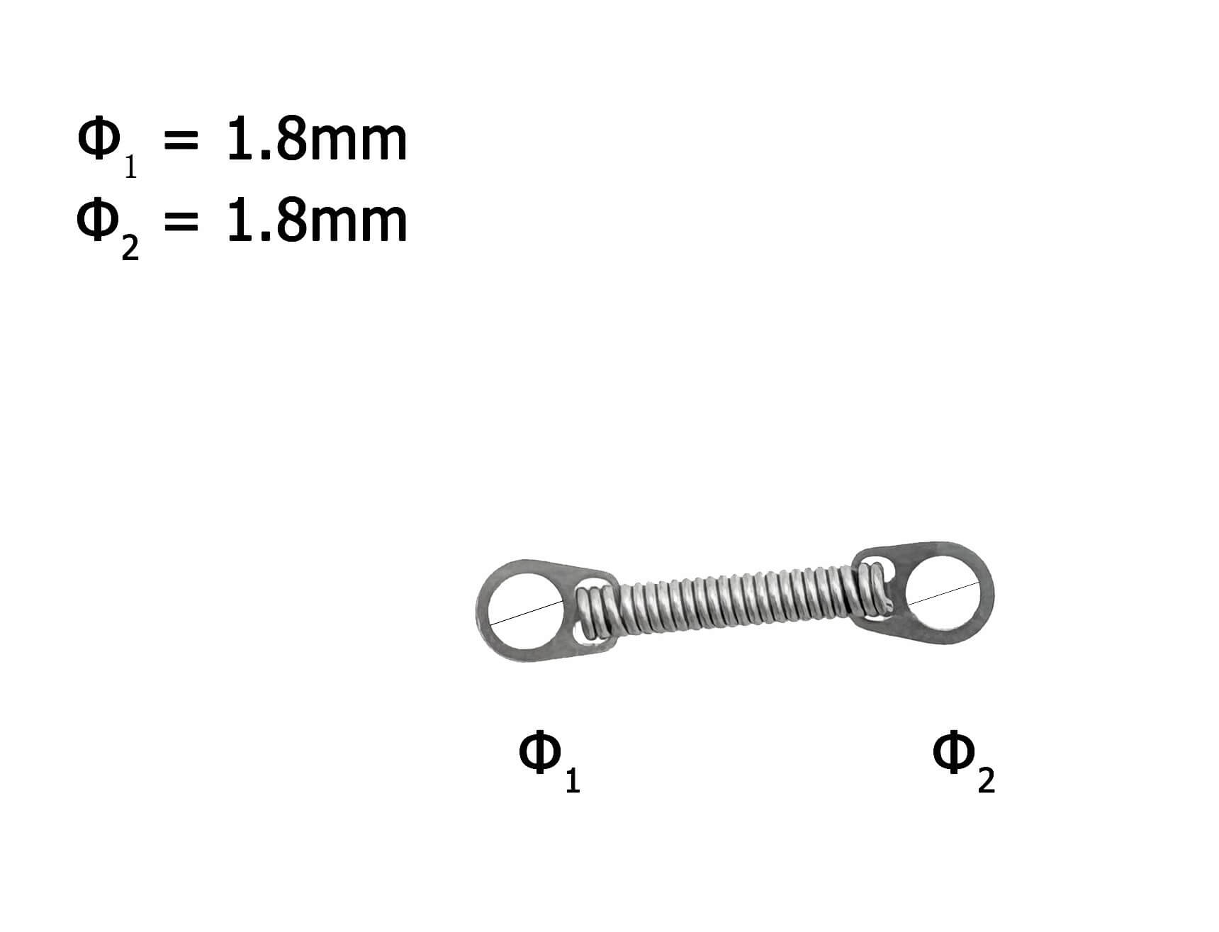 NiTi Zugfeder 0.014", Länge 3 mm (2 kleine Ösen)