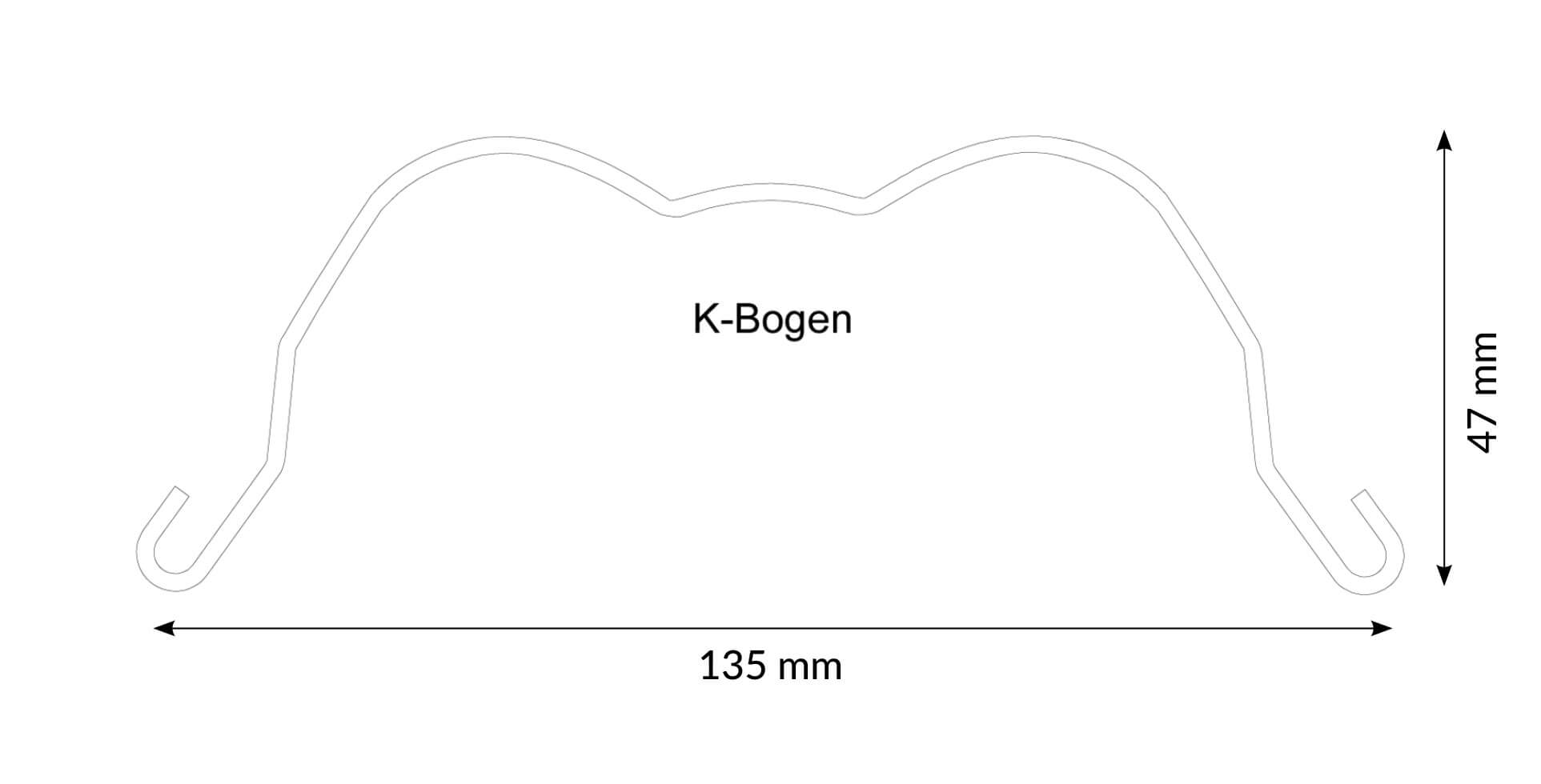 Gesichtsbogen, standard, kurzer Außenbogen